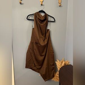 NWT Elliatt Brown Cowl Neck Asymmetrical Brown Dress size XL